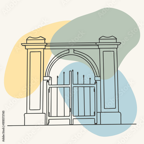 Elegant gate with pillars and decorative archway