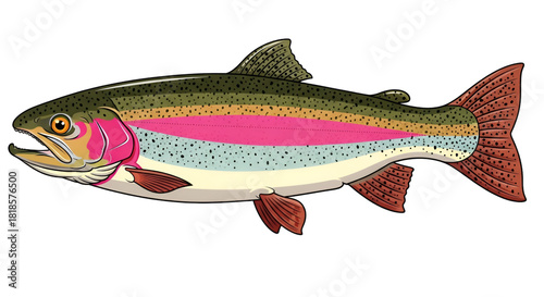 Rainbow Trout Fish Illustration Keywords: fish, trout, rainbow trout, aquatic, animal, wildlife