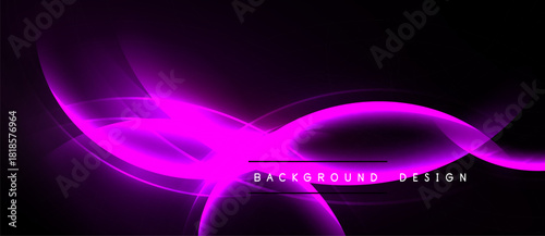 Dark background features vibrant purple light streaks. Smooth curves create dynamic, modern visual effect. Text reads background design.