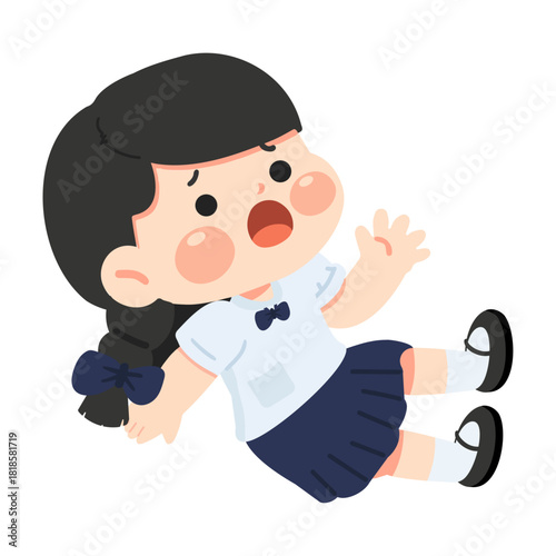 Cartoon Girl Falling Down Illustration