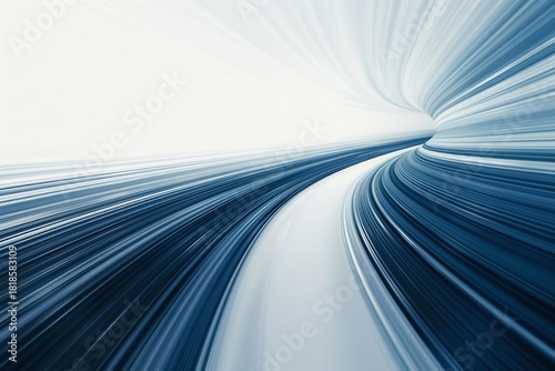 Abstract blue and white background with curved technology lines