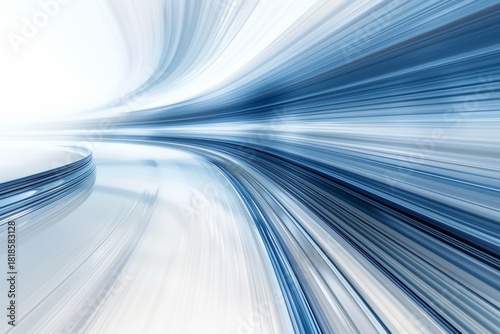 Abstract blue and white background with curved technology lines