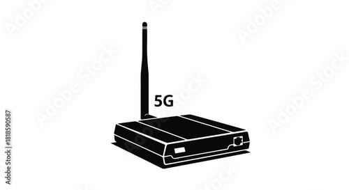Modern 5G wireless router broadcasting signal for fast connectivity