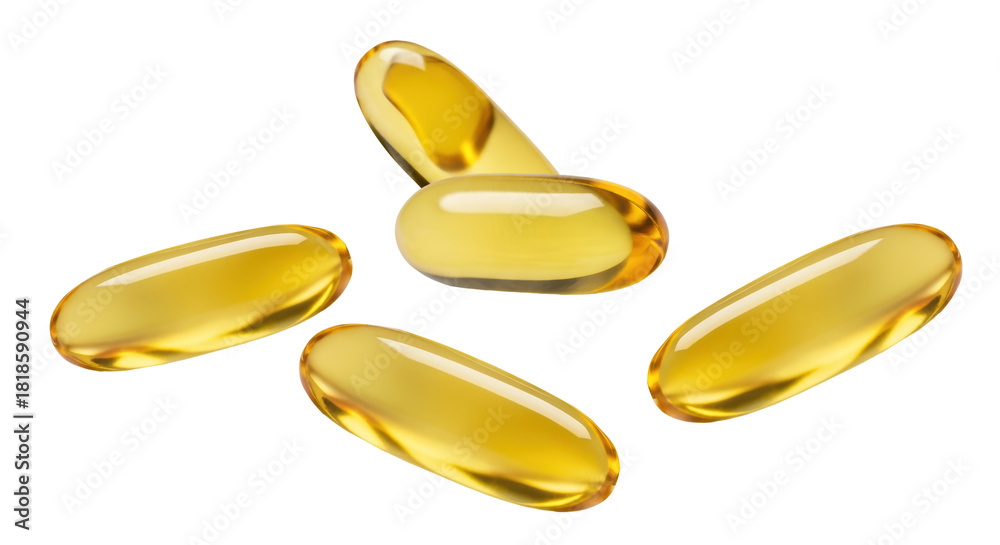 Εκτύπωση καμβά pile of golden omega-3 softgel supplements for promoting health, nutrition, diet
