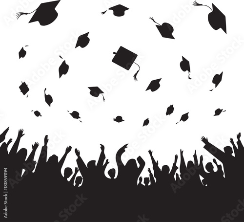 Graduation Day Joy: Silhouettes of Celebrating College Students