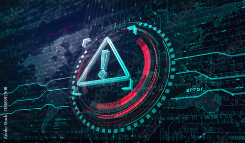 Alert cyber attack symbol digital concept 3d illustration