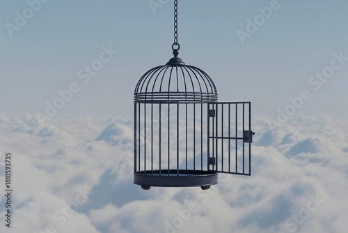 Open birdcage in the sky