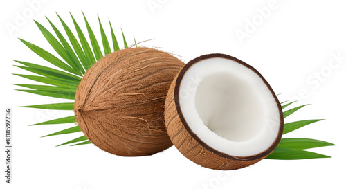 coconut on white background