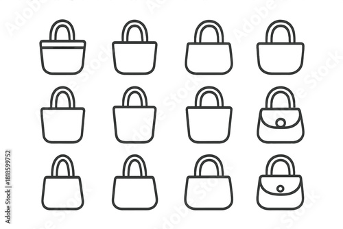Different types of shopping bags, purses, and fashionable women's handbags