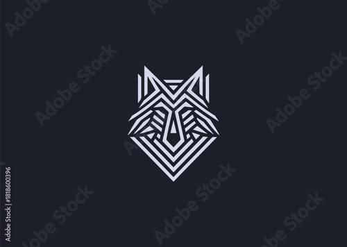 A geometric wolf head logo formed from sharp facets and structured line geometry, conveying strength, focus, and wilderness spirit, designed as a bold modern vector concept