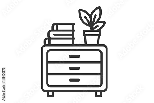 Small chest of drawers with books and potted plant on top for home furniture