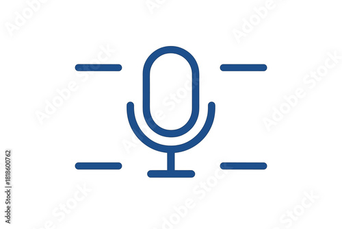 Outline microphone icon surrounded by sound waves for voice command interface