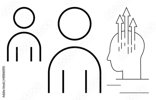 Growth mindset concept. Growth mindset with human figures and arrows personal development. Growth mindset for self-improvement, motivation, leadership, and goal achievement. Applications in
