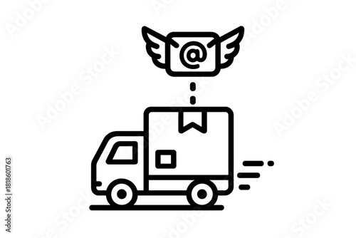 Fast delivery truck symbolizing quick shipping and logistics communication