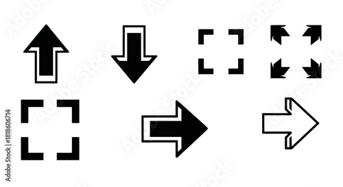 Arrow Icons Collection Up, Down, Expand, Right, and Fullscreen for Navigation and Design