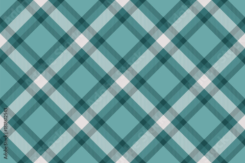 Beautiful fabric check plaid, indian background texture textile. Tie tartan vector seamless pattern in cyan and matte teal colors.
