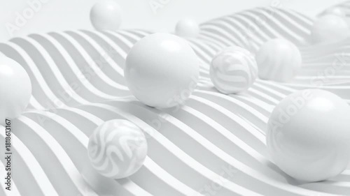 Abstract White Spheres Rolling on Wavy Surface Animation