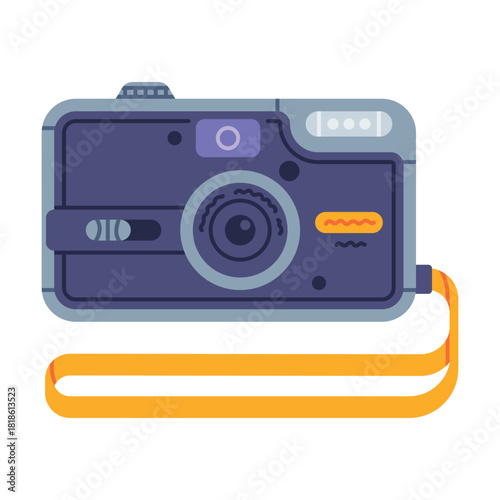 Photo Camera as Retro Technique and Old Vintage Gadget Vector Illustration