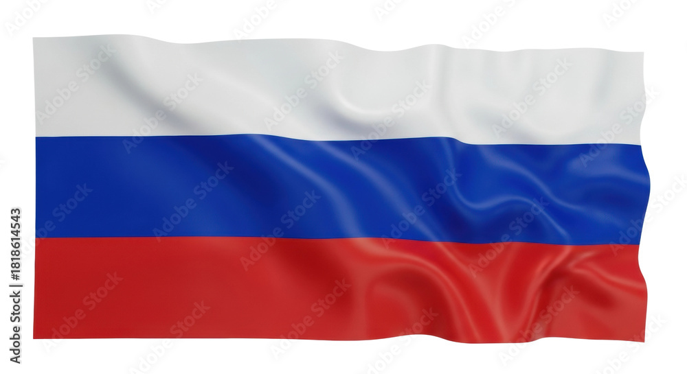 Naklejka premium A national tricolor flag with horizontal stripes of white, blue, and red, waving gracefully in the wind with realistic fabric texture and soft, flowing folds