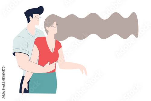 Man and Woman Romantic Couple Embrace Enjoy Love Story and Relationship Vector Illustration