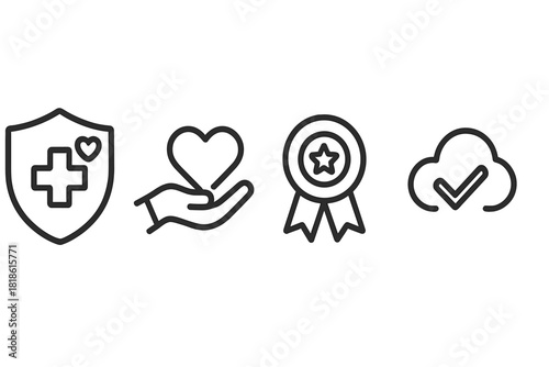 Essential symbols for health protection, medical care, quality assurance, and data security