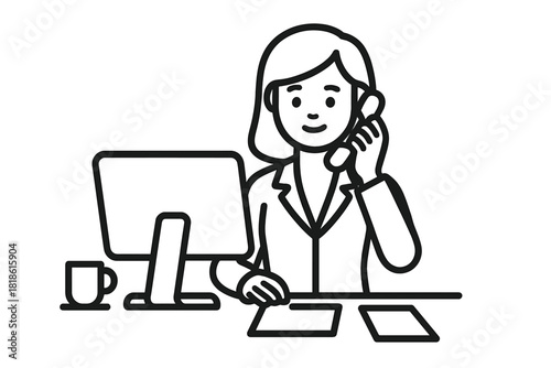 Professional woman communicating via telephone while sitting at desk