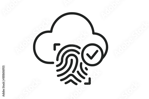 Secure cloud data access using biometric fingerprint scanning and successful verification symbol