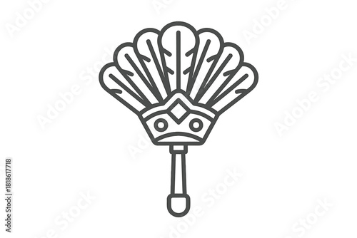 Elegant traditional hand fan accessory adorned with decorative feathers for cultural themes