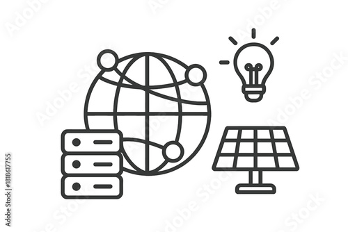 Global data network connection with solar power and innovative technology concepts