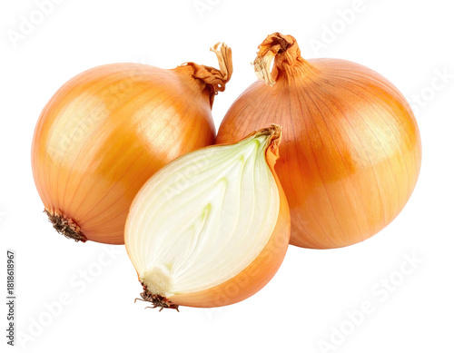 Wallpaper Mural Three onions, one sliced open, on a dark background Torontodigital.ca