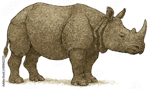Rhinoceros unicornis illustration