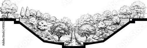 Lush Green Valley Landscape Illustration