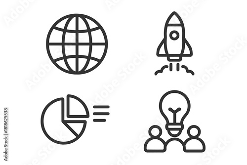 Global business launch data analysis and collaborative innovation concepts