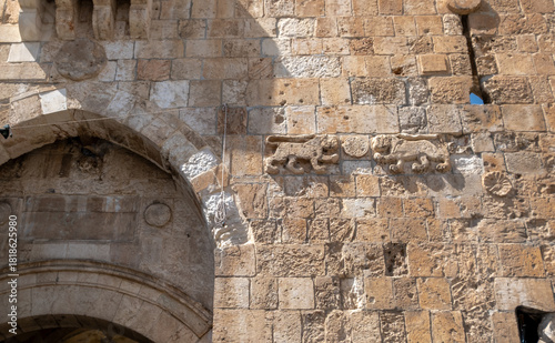 Wallpaper Mural The lion-like figures - stone carvings on the Lions' Gate in Jerusalem, the start point of the Via Dolorosa Torontodigital.ca
