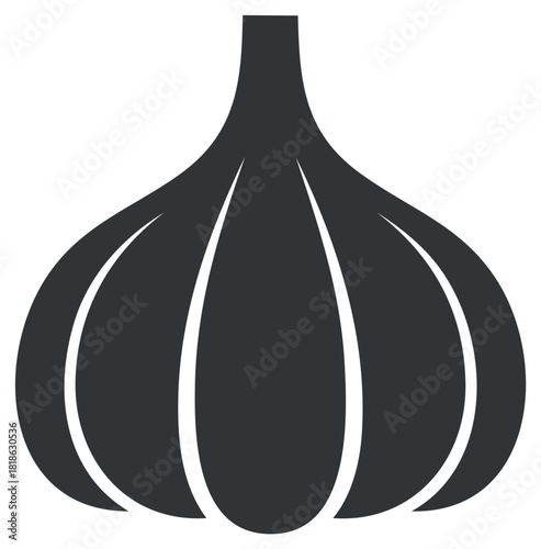 Simple dark garlic bulb silhouette kitchen ingredient vector graphic design element