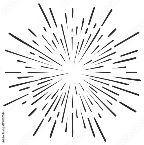 Hand drawn sunburst radial lines abstract background explosion effect graphic element