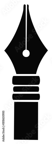 Elegant black fountain pen nib icon representing writing education and creative communication