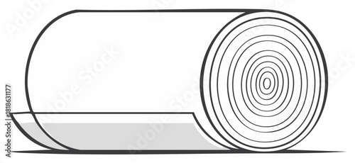 Rolled Paper Roll Vector Illustration with Unwound Portion