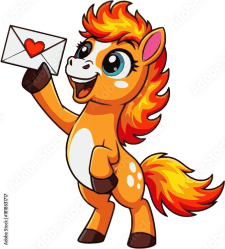 Fiery foal with a new letter