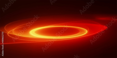 Abstract red and orange light ring with swirling energy trails