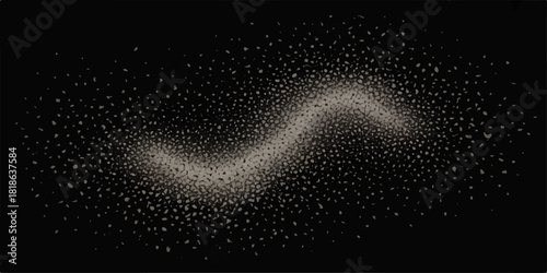 Abstract swirl of tiny dots on a dark background creating visual texture