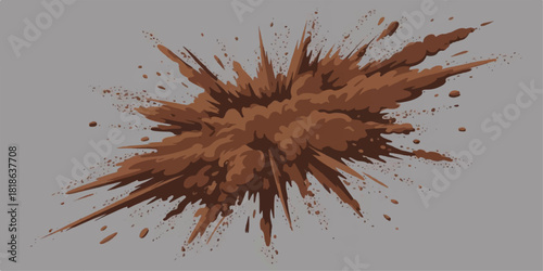 Brown powder explosion on gray background abstract dust cloud burst