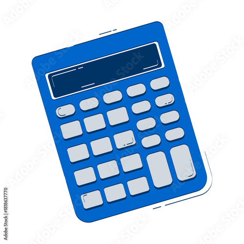 Minimal calculator 2D doodle object. Finance accounting device. Mathematical calculation. Bookkeeping tool cartoon element flat vector clipart isolated on white background. Hand drawn illustration