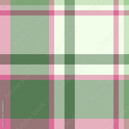 Coloured seamless plaid pattern, linear vector background texture. Single check textile fabric tartan in light and green colors.