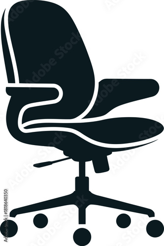 Dark Teal Silhouette Of An Ergonomic Office Chair With Wheels white background furniture