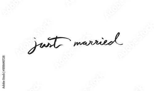 just married text font calligraphy hand written lettering script black color object icon just married celebration just married romantic wedding  just married happy valentine day event holiday love 