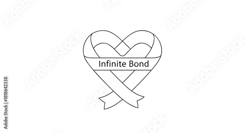Stylized heart shape formed by intertwined ribbons with the text infinite bond centered on a banner