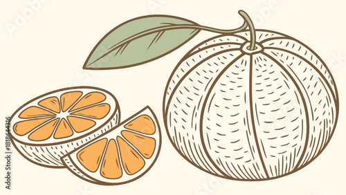 Vintage Engraved Oranges Illustration for Fresh Juice Packaging, Healthy Food Blogs, and Natural Product Branding. Citrus Fruit Design.