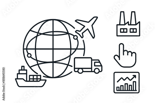 Global logistics, supply chain, worldwide transport, industry, and business analytics