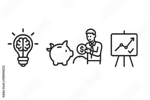 Innovation financial savings and market growth analysis business concepts